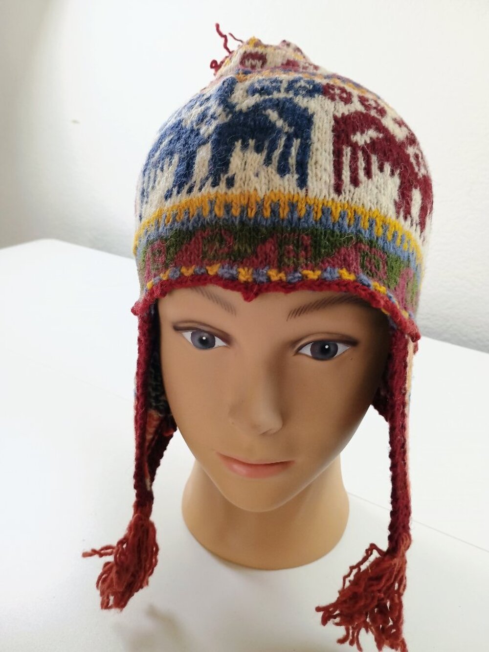 Traditional Andean Sheep's Wool Chullo – Warm Winter Hat with Condor Design
